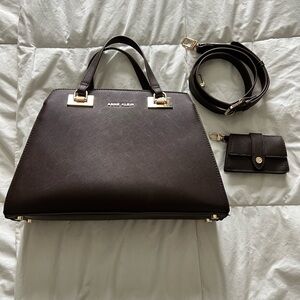 Anne Klein Chocolate Brown Purse with Removable Strap